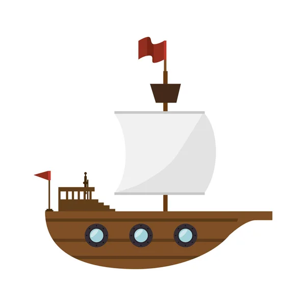 Sailboat toy kid isolated icon — Stock Vector