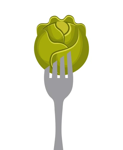 Vegetal en un tenedor — Vector de stock