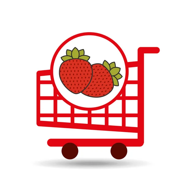 Carrello frutta fragola icona grafica — Vettoriale Stock
