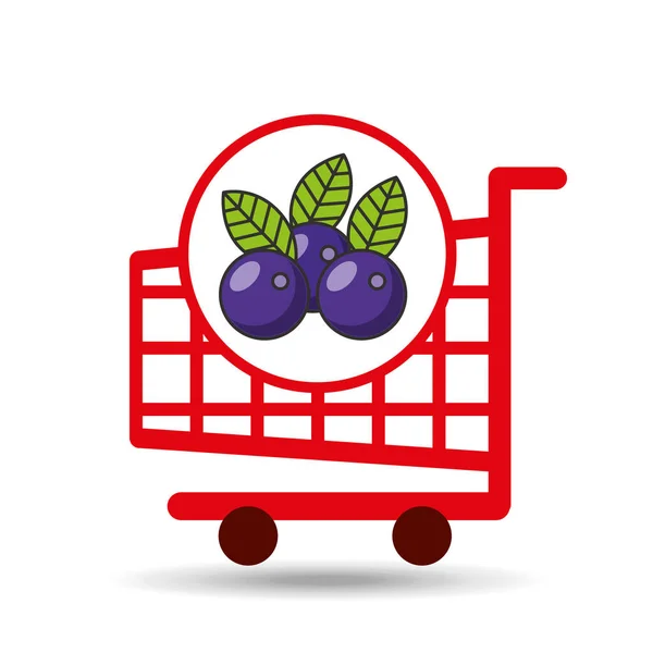 Carrello frutta prugna icona grafica — Vettoriale Stock