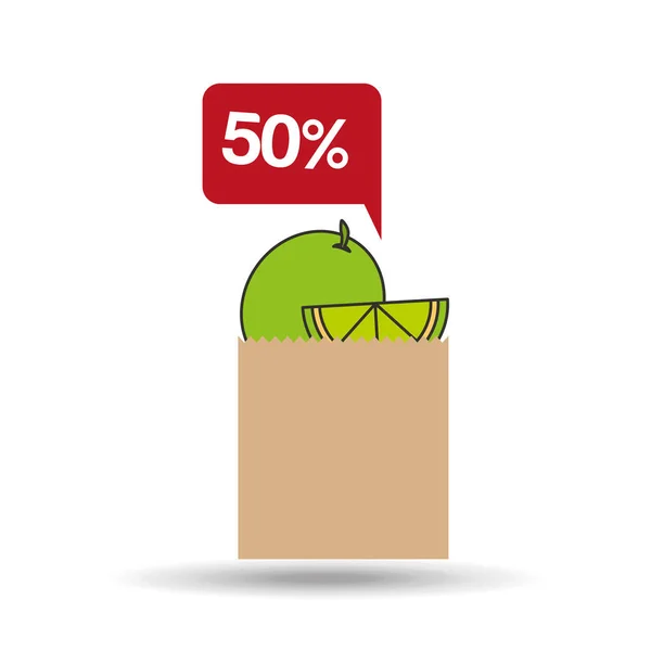 Citroen zak gevuld fruit aanbod design — Stockvector
