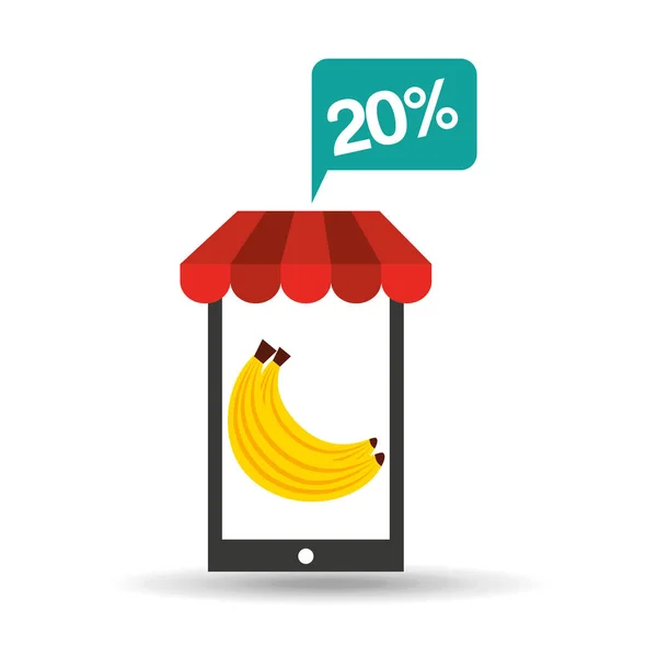 Банановые скидки магазин икона онлайн — стоковый вектор