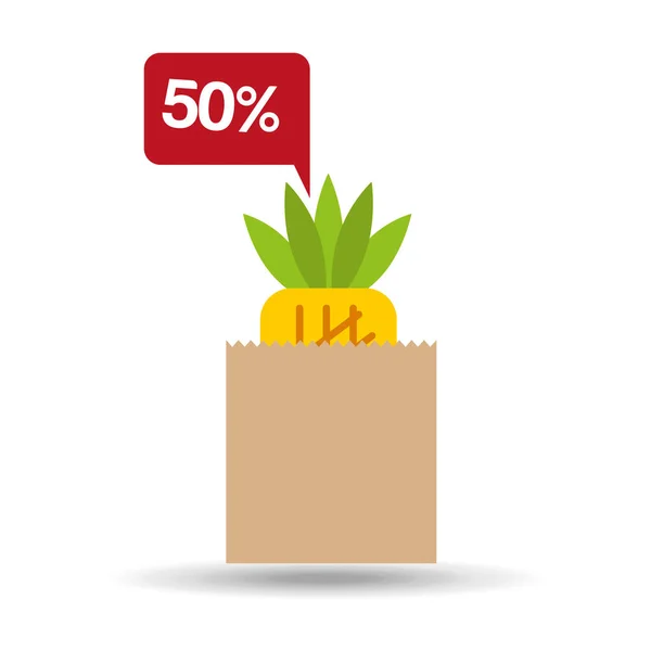 Ananas zak gevuld fruit aanbod design — Stockvector