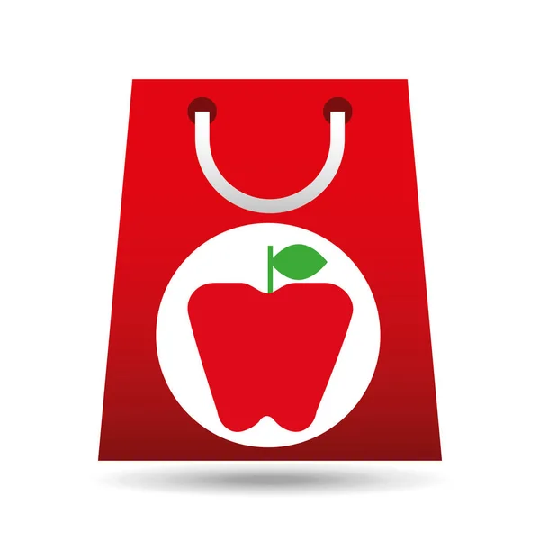 Supermercado saco de compras maçã fruta design — Vetor de Stock