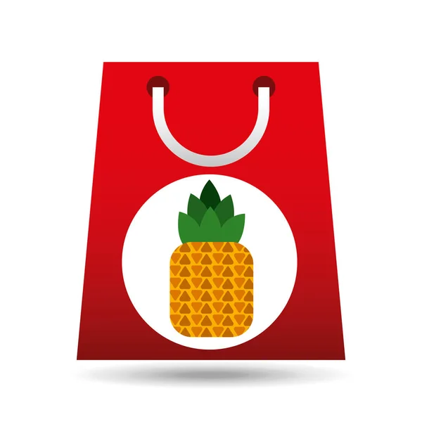 Bolsa de compras de comestibles diseño de fruta de piña — Vector de stock