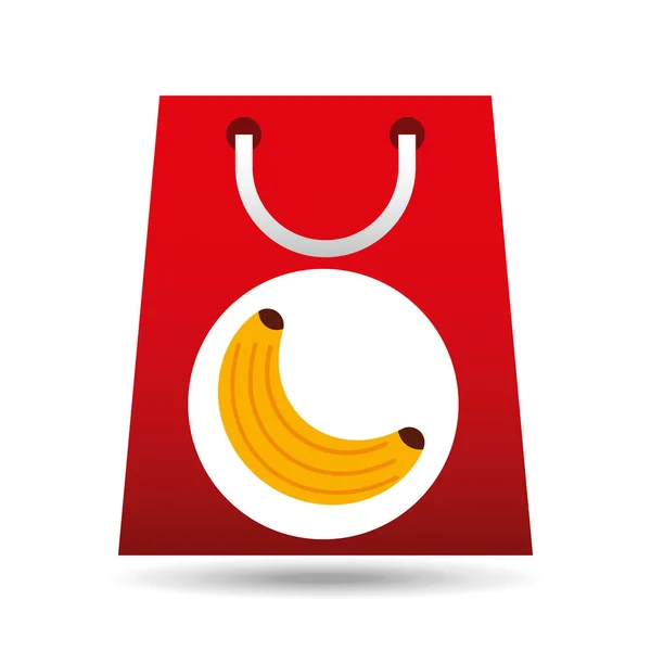 Bolsa de la compra de comestibles plátano fruta diseño — Vector de stock