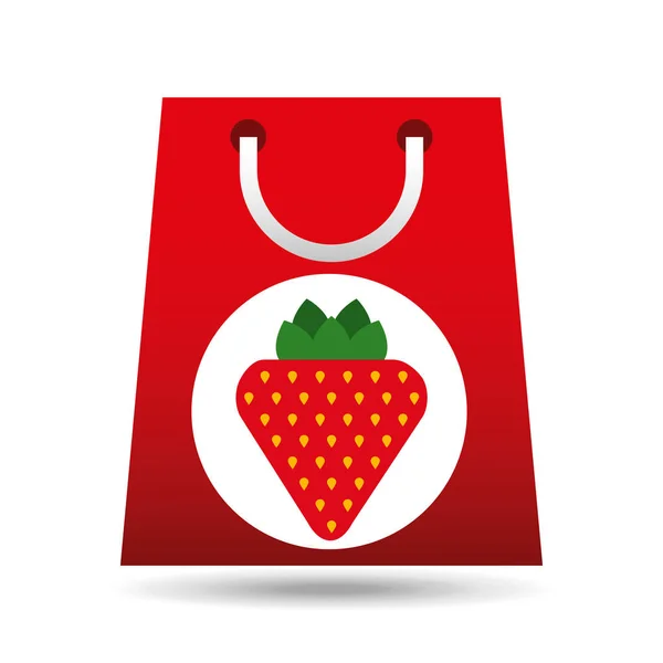 Supermercado saco de compras design de frutas de morango — Vetor de Stock