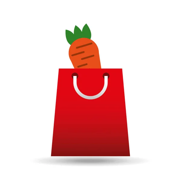Pacchetto acquisto di frutta carota icona fresca — Vettoriale Stock