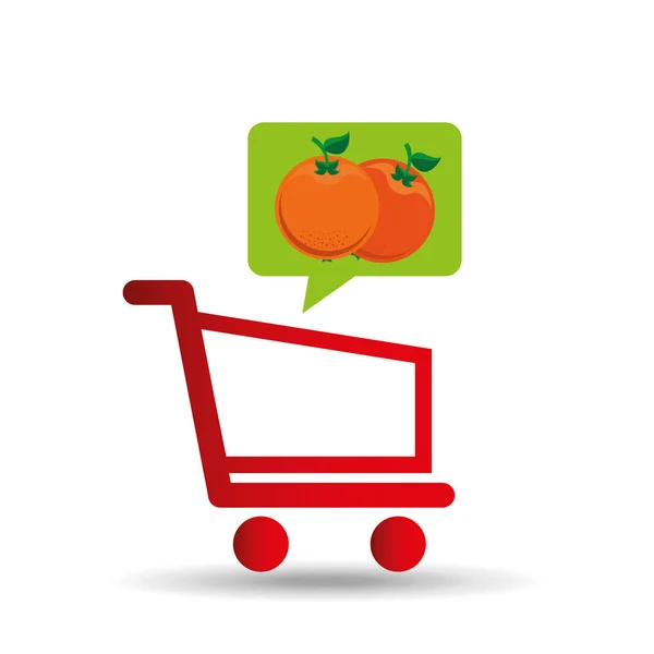 E-shopping vers oranje fruit ontwerpen — Stockvector