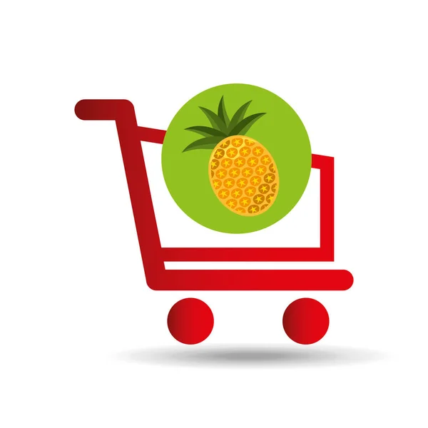 Bawa ikon buah nanas membeli grafis - Stok Vektor
