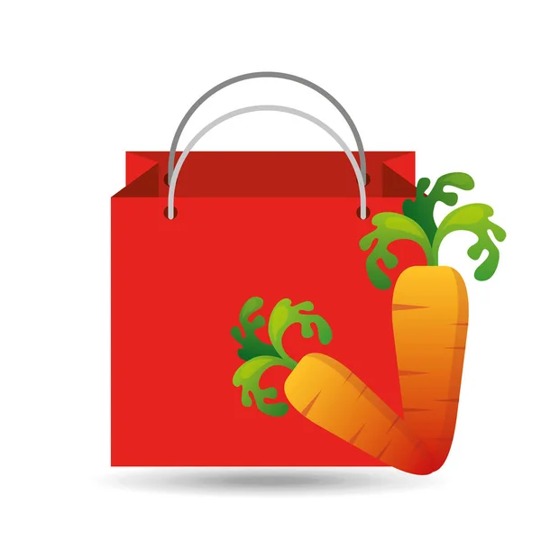 Rode tas kopen oogst wortel plantaardige — Stockvector