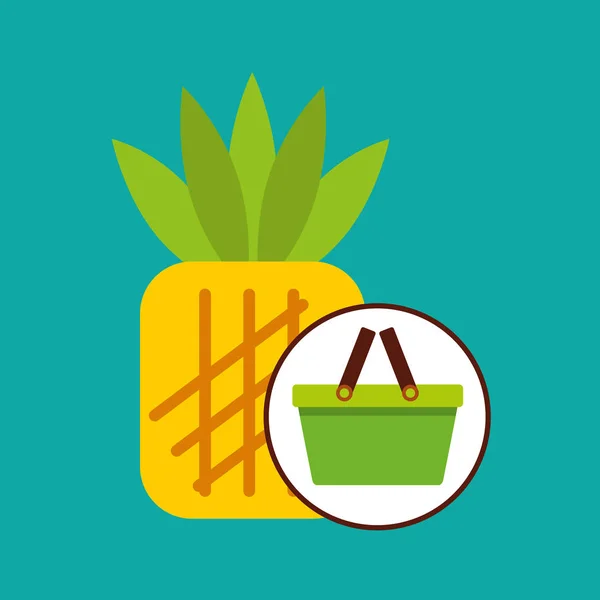 Коммерческая корзина ананас — стоковый вектор