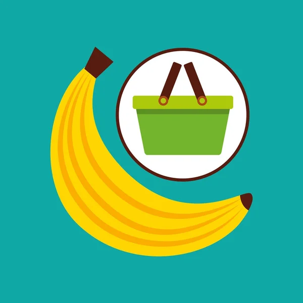 Зеленая корзина вкусный банан — стоковый вектор