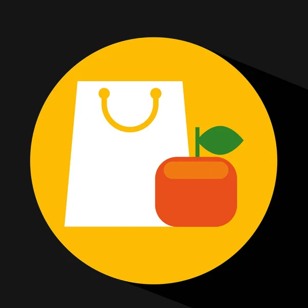 Pacote de compra de frutas laranja ícone fresco — Vetor de Stock