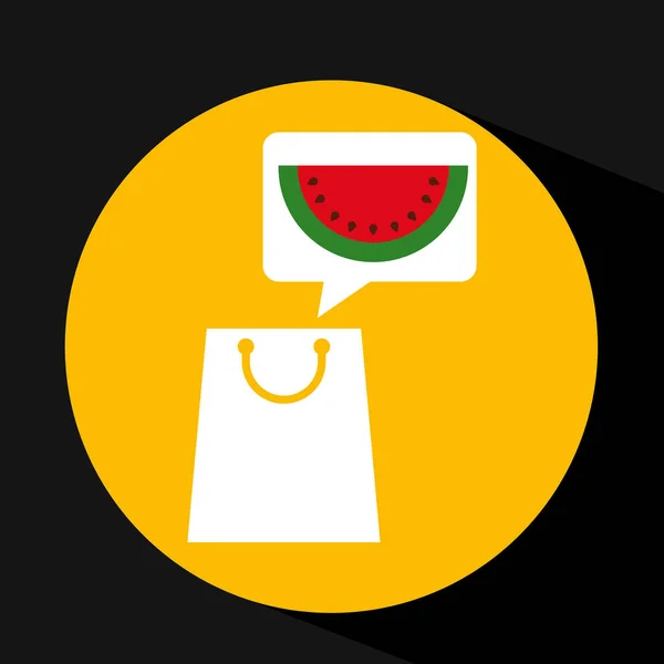 Supermercado saco de compras design de frutas melancia — Vetor de Stock