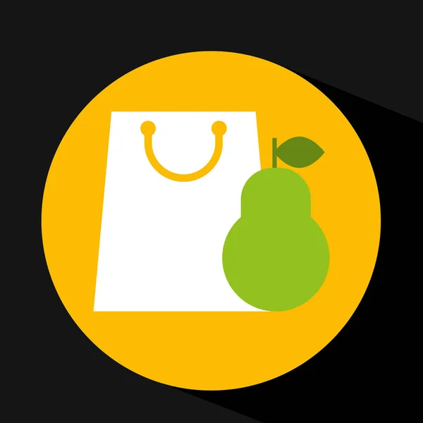 Paquet achat fruits poire icône fraîche — Image vectorielle