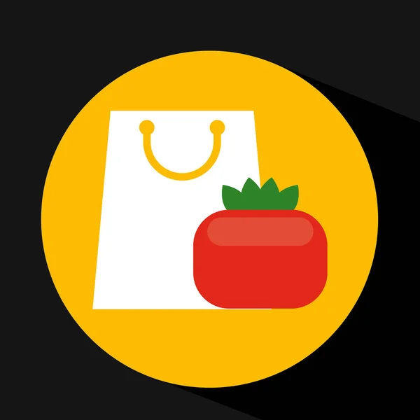 Pacote de compra de tomate vegetal ícone fresco — Vetor de Stock