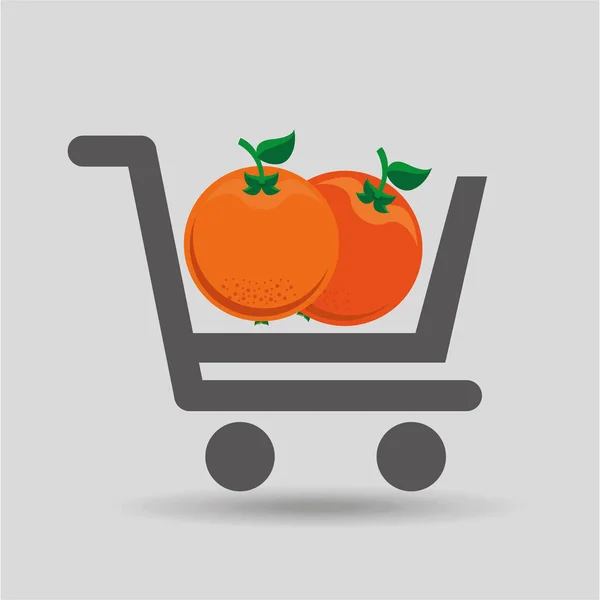 E-shopping frutta fresca arancione design — Vettoriale Stock