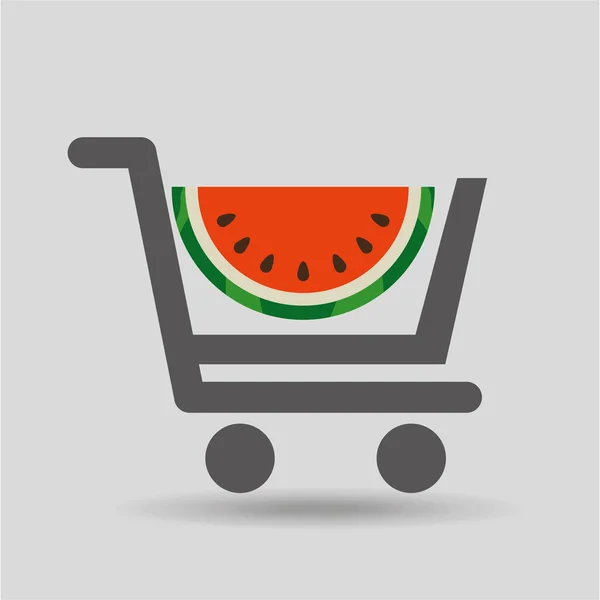 Portare l'acquisto di frutta anguria icona grafica — Vettoriale Stock