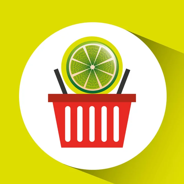 바구니 시장 감귤 레몬 아이콘 디자인 — 스톡 벡터