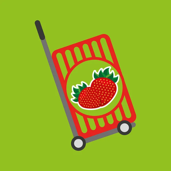Trolley winkel sappige aardbei-fruit — Stockvector