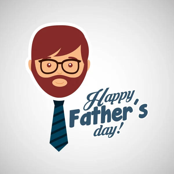 Greeting fathers day card man bearded with tie — Stock Vector