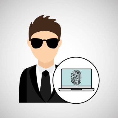 karakter adam dijital dizüstü korumalı