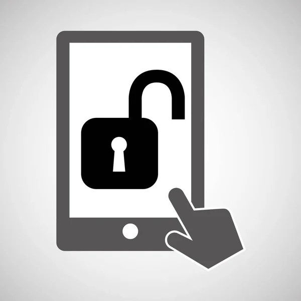 Gegevens bescherming smartphone hangslot open pictogram — Stockvector