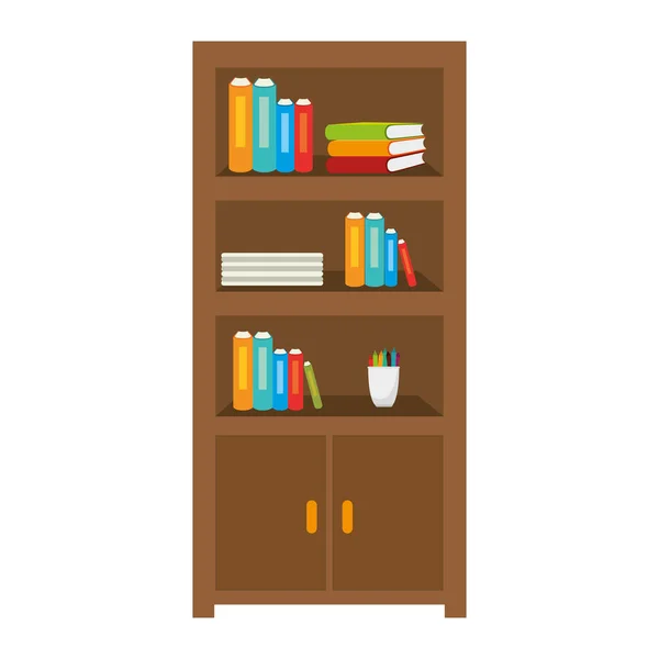 Books on shelf isolated icon — Stock Vector
