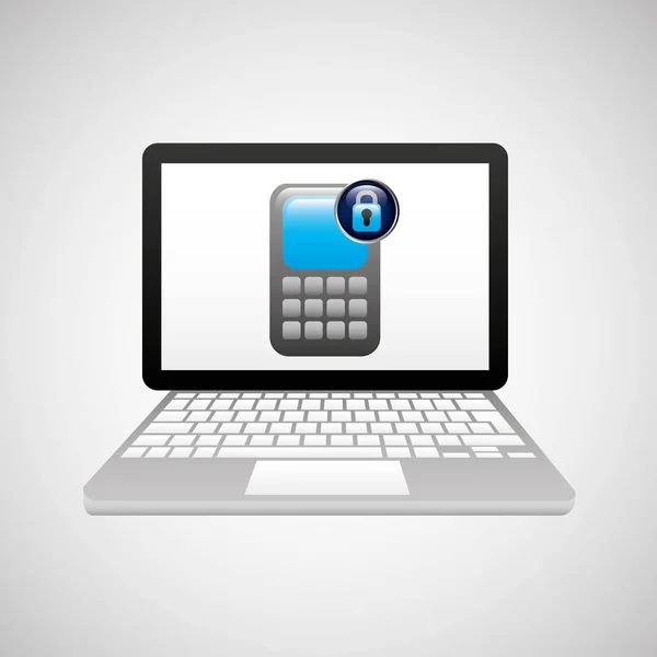 Technologia laptop finansowej ochrony bezpieczeństwa — Wektor stockowy
