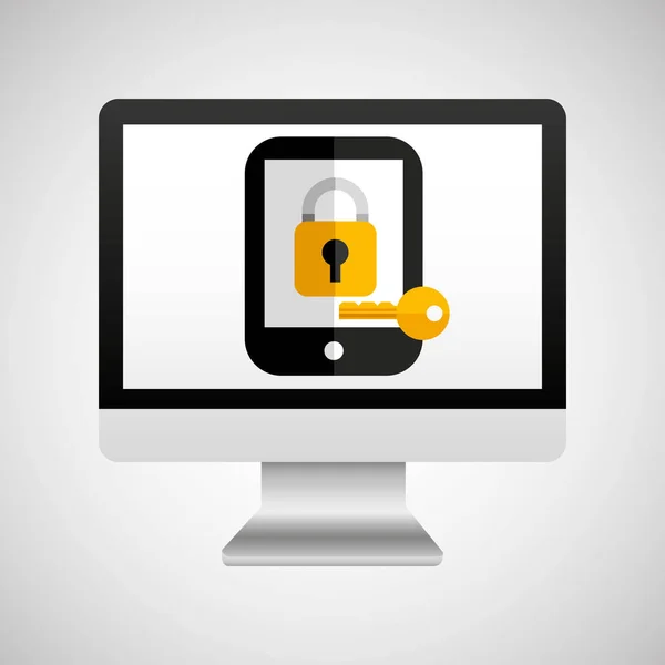 Chiave digitale di protezione online salva — Vettoriale Stock