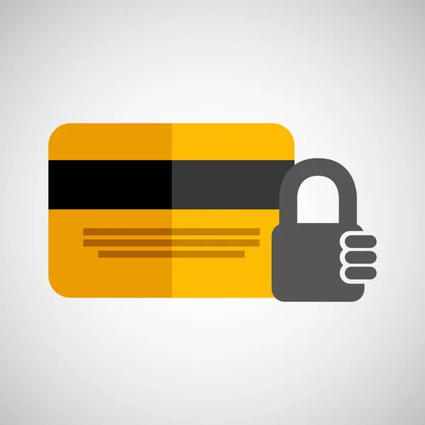 Credit card bank geld veiligheid hangslot — Stockvector