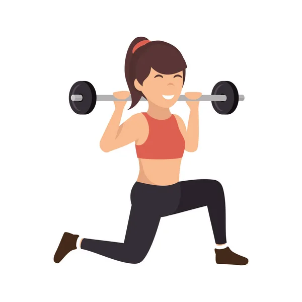 Spor salonunda egzersiz yapan kadın. — Stok Vektör