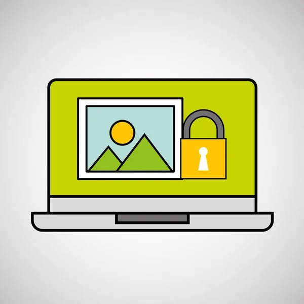 Conceito de cadeado de segurança de imagem laptop — Vetor de Stock
