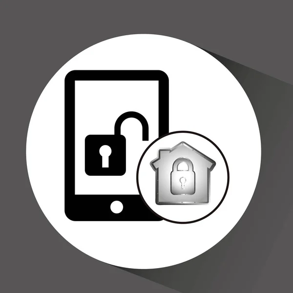 Protección de datos del ordenador icono del teléfono inteligente — Vector de stock