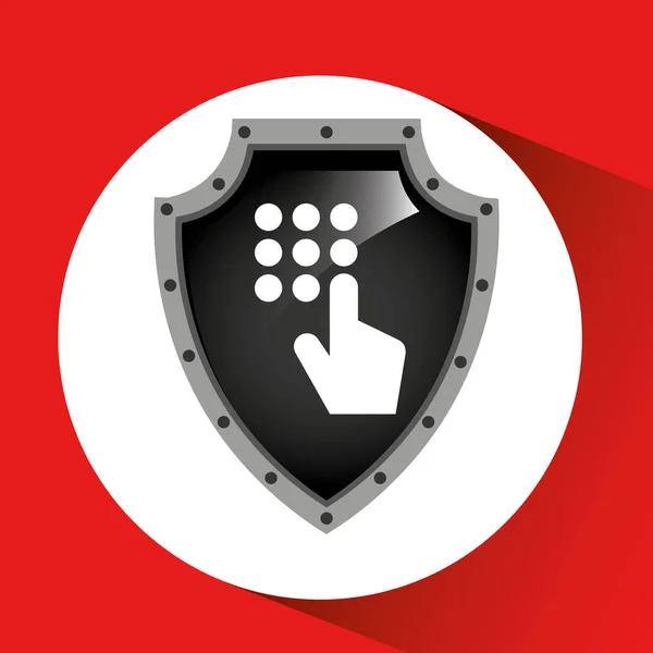 Hand met veiligheidsgegevens schild wachtwoord — Stockvector