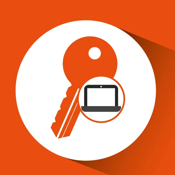 Το laptop κωδικό πρόσβασης ασφαλούς εικονίδιο κλειδιού — Διανυσματικό Αρχείο