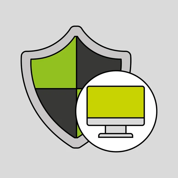Segurança na internet escudo de proteção de computador — Vetor de Stock