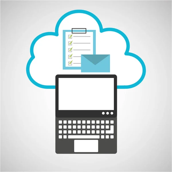 PC облачная электронная почта checklist цифровой веб — стоковый вектор
