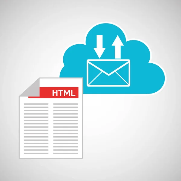 Cloud-Technologie Websprache E-Mail — Stockvektor