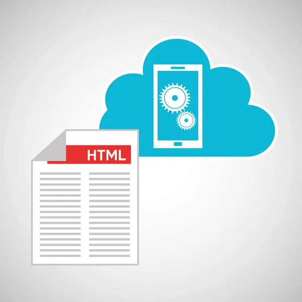 Technologie cloud langage web smartphone gear — Image vectorielle