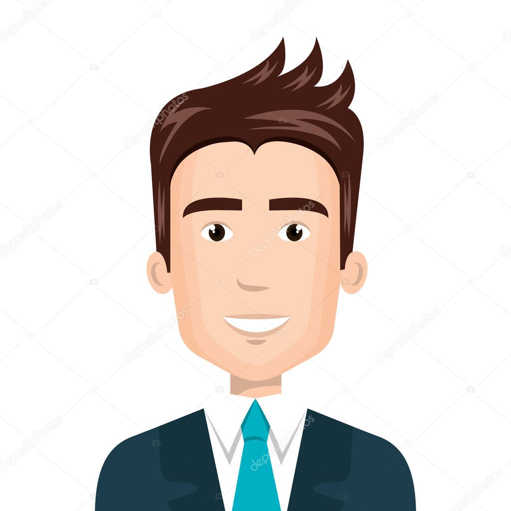 Businessman character avatar icon — Stock Vector © yupiramos #131295836