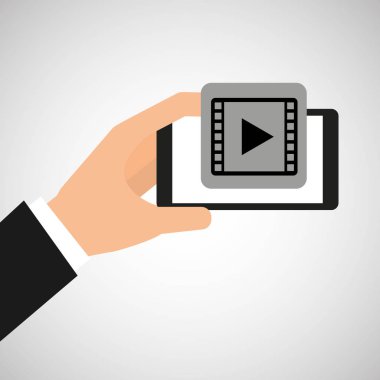 akıllı telefon video oynatıcı tutan el