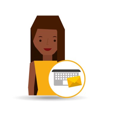 Kız çizgi film e-posta zarf dizüstü