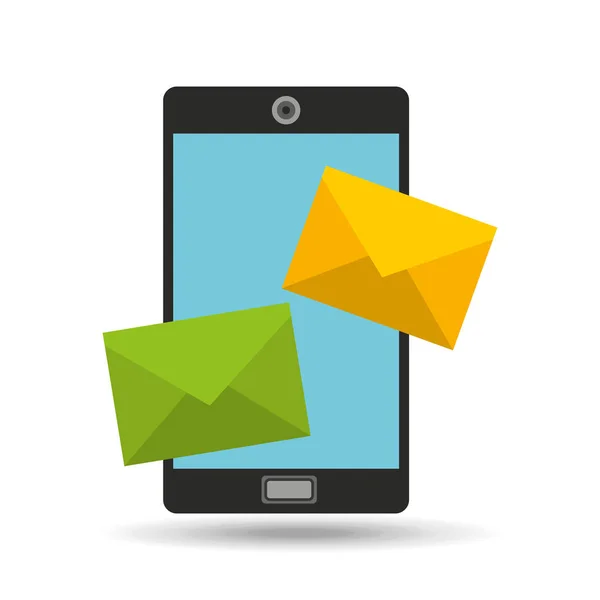 Design de mensagem de envelope de dois smartphones —  Vetores de Stock