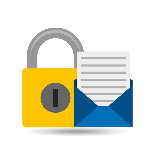 Email open newsletter padlock icon — Stock Vector