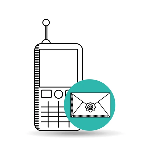 Téléphone portable email concept envoyer message graphique — Image vectorielle