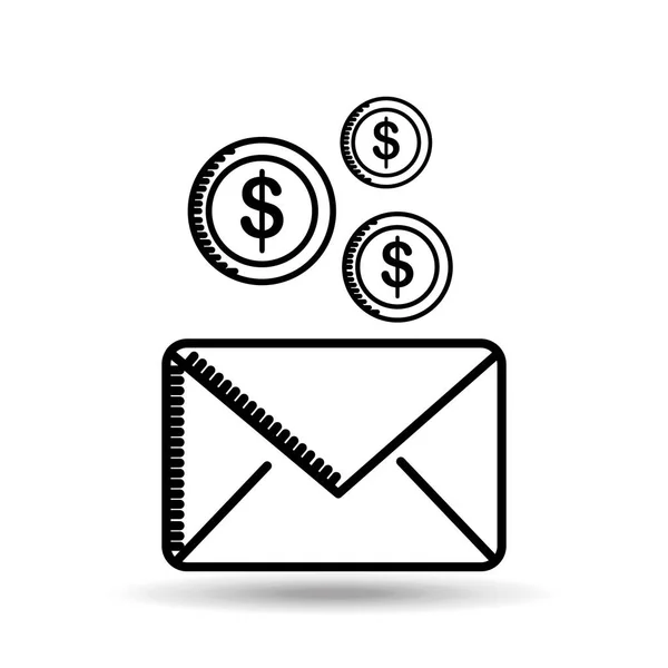 E-Mail-Geld senden Ziel-Symbol — Stockvektor