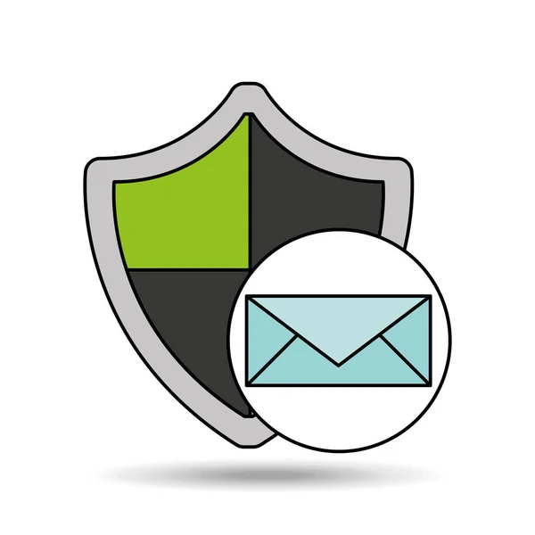 Disegno dello scudo di protezione di sicurezza email — Vettoriale Stock