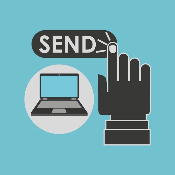 लॅपटॉप संगणक ईमेल चिन्ह पाठवा — स्टॉक व्हेक्टर